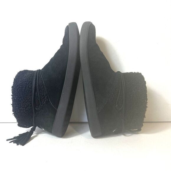 Koolaburra By Ugg Women 8 Black Suede Faux Fur Ankle Boot Casual Comfort Pull On - Picture 6 of 11